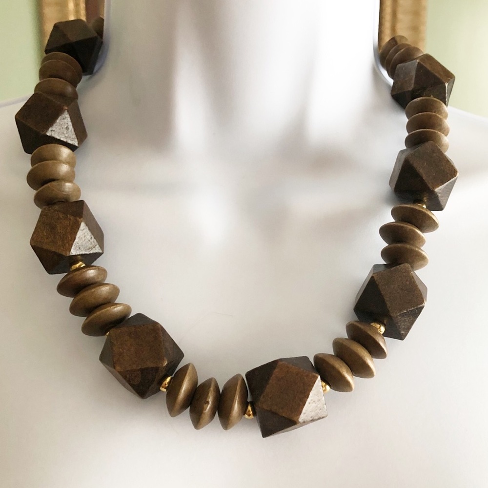 Boho Style Wooden Bead Necklace and Earring